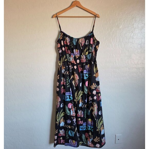 Rails Fatima Bathing Ladies Tank Midi Dress Black Size Women's Large 100% Cotton - Picture 1 of 12